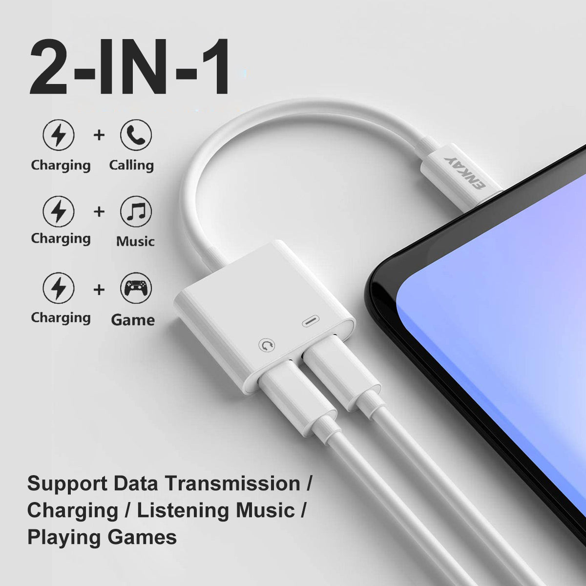 ENK-AT105 Dual USB Type C Splitter 2 in 1 Audio Converter Type C to Type C Male to Female Adapter