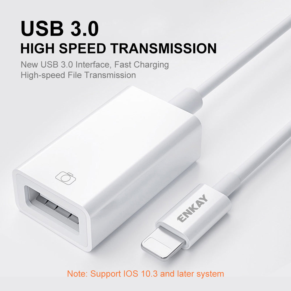 ENK-AT108 OTG Adapter Lightning to USB 3.0 Data Cable Camera Card Reader for iPhone iPad Converter