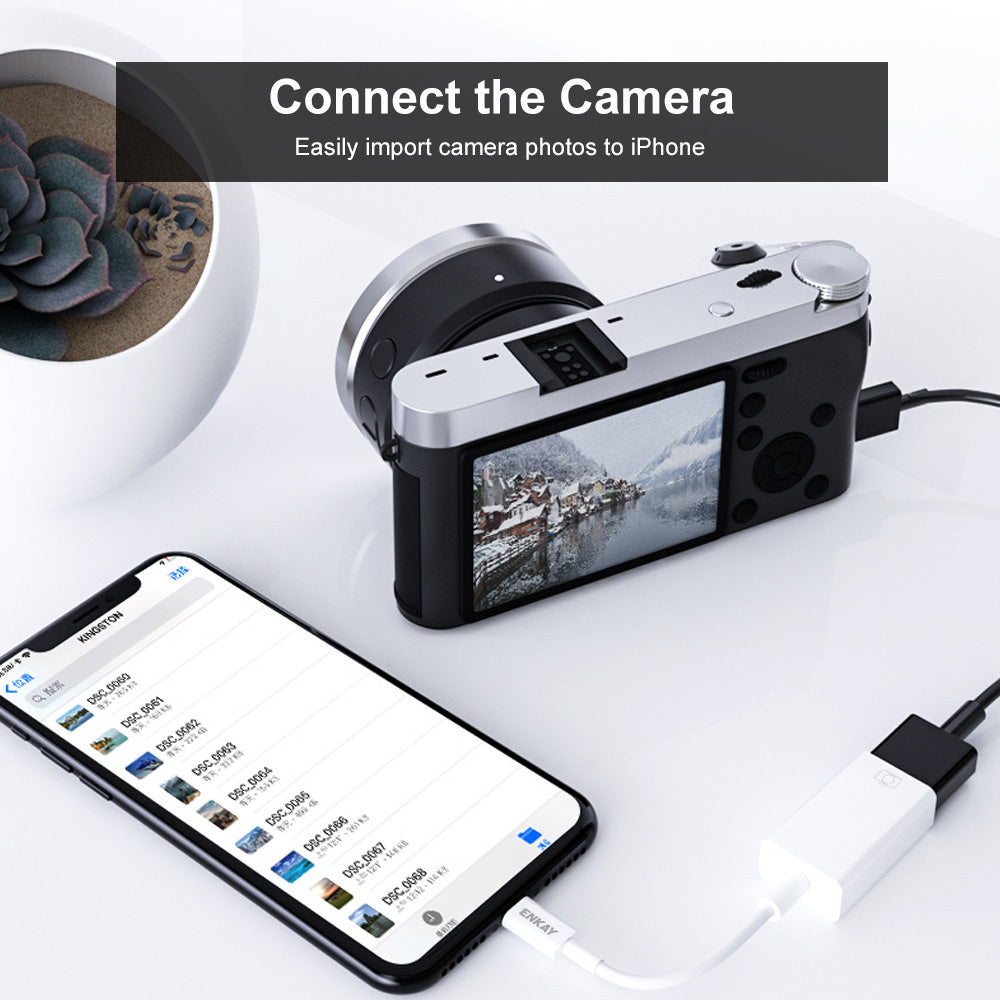 ENK-AT108 OTG Adapter Lightning to USB 3.0 Data Cable Camera Card Reader for iPhone iPad Converter