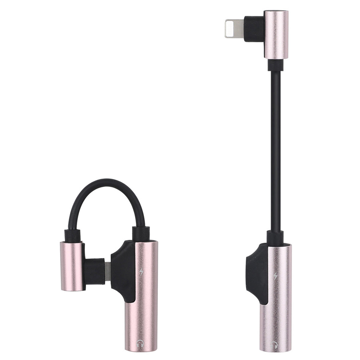 ENK-AT109 2 in 1 Dual Lightning Converter Lightning to Audio Jack and Charger Extender Earphone Charging Splitter - Pink