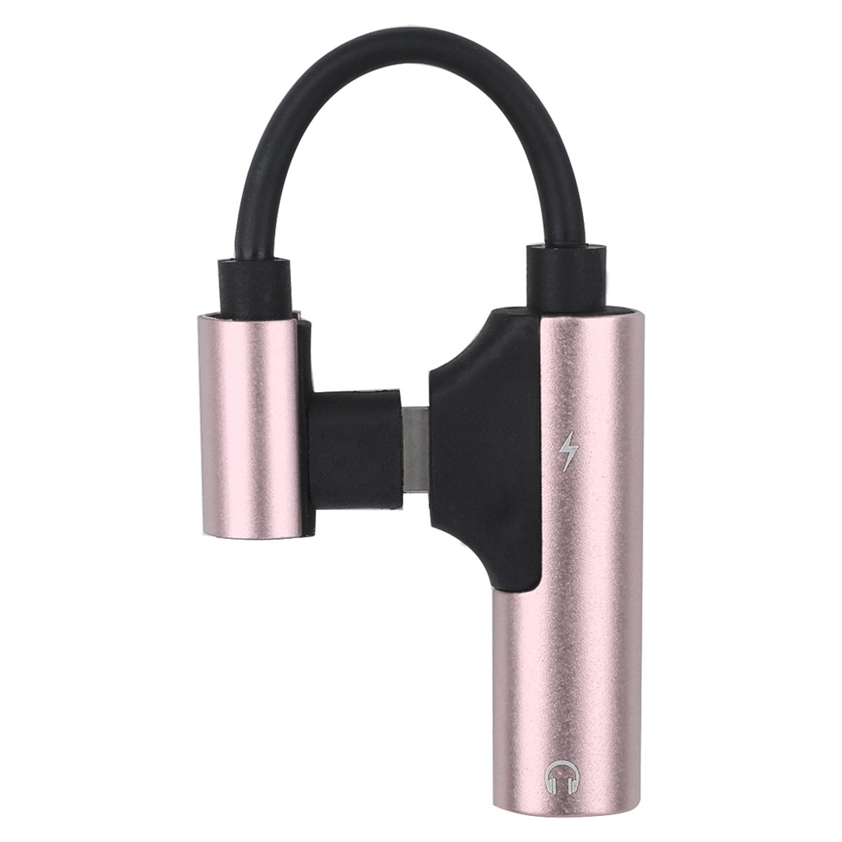 ENK-AT109 2 in 1 Dual Lightning Converter Lightning to Audio Jack and Charger Extender Earphone Charging Splitter - Pink