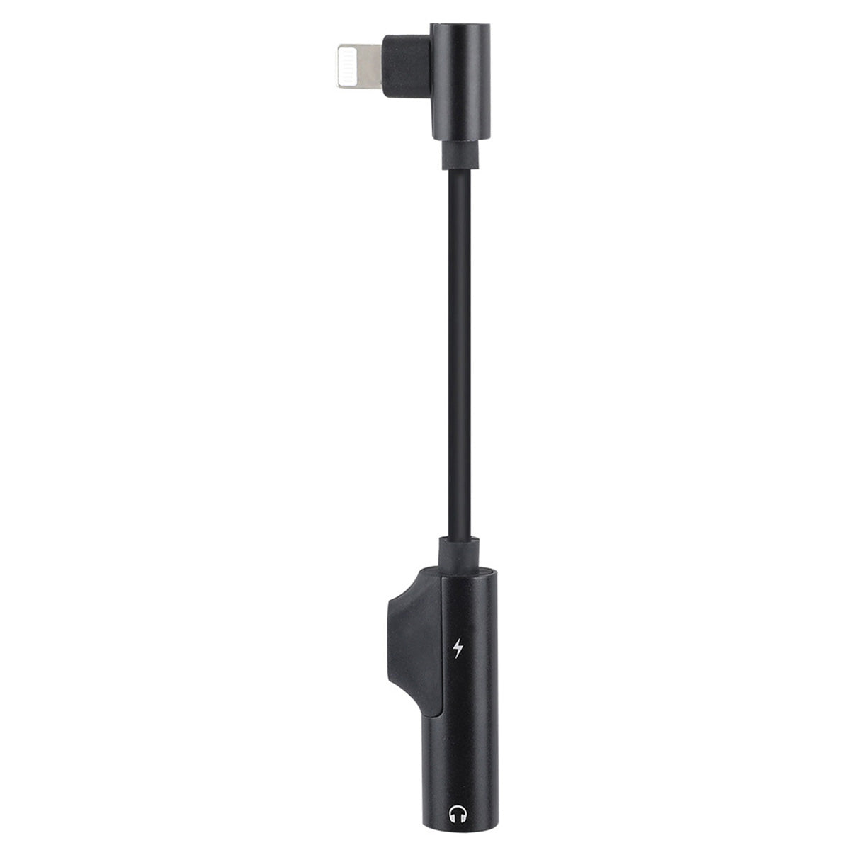 ENK-AT109 2 in 1 Dual Lightning Converter Lightning to Audio Jack and Charger Extender Earphone Charging Splitter - Black