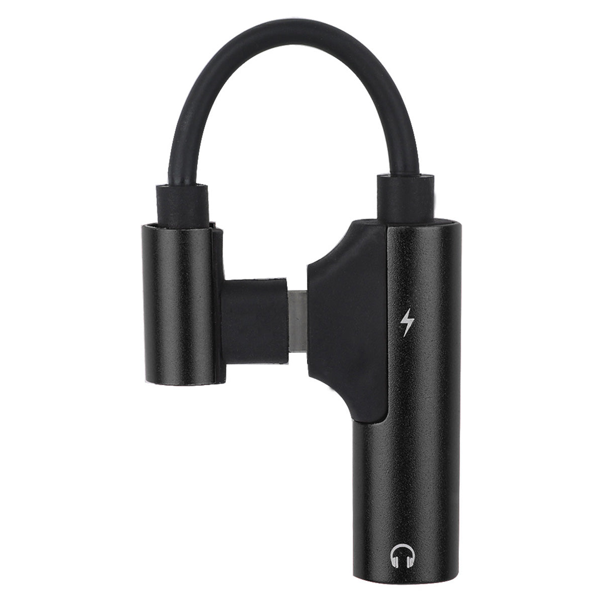 ENK-AT109 2 in 1 Dual Lightning Converter Lightning to Audio Jack and Charger Extender Earphone Charging Splitter - Black