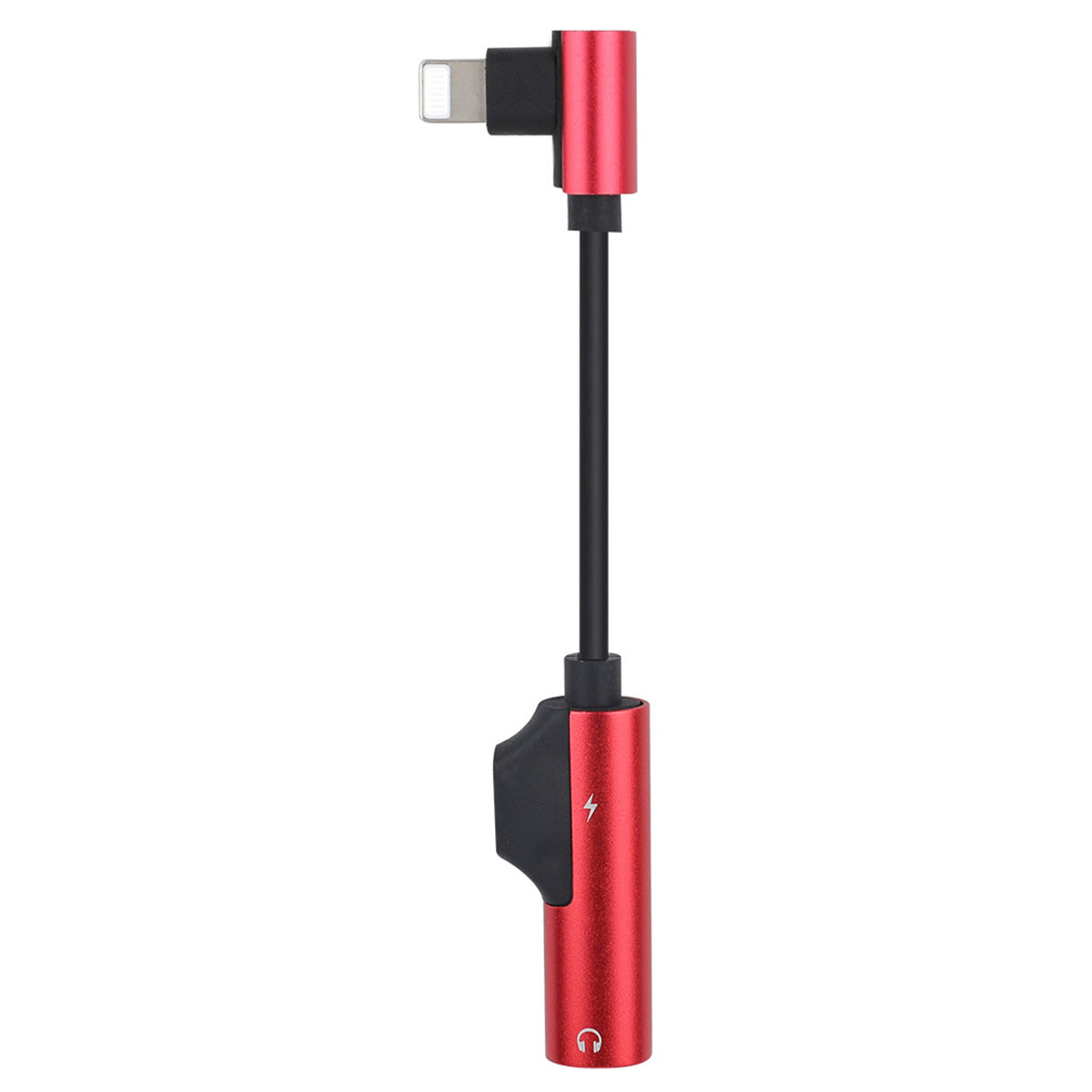 ENK-AT109 2 in 1 Dual Lightning Converter Lightning to Audio Jack and Charger Extender Earphone Charging Splitter - Red