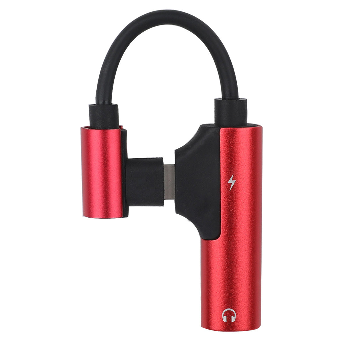 ENK-AT109 2 in 1 Dual Lightning Converter Lightning to Audio Jack and Charger Extender Earphone Charging Splitter - Red