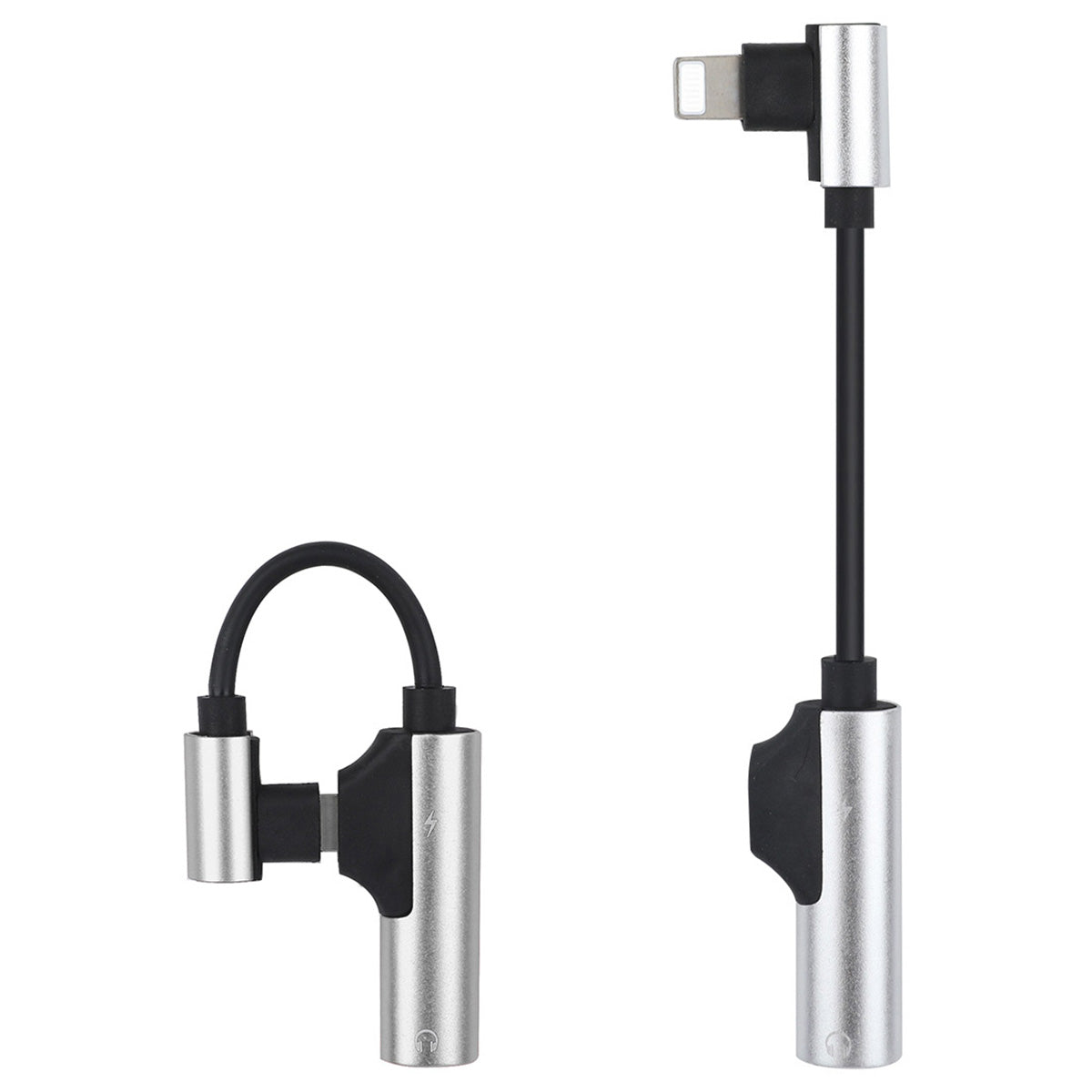 ENK-AT109 2 in 1 Dual Lightning Converter Lightning to Audio Jack and Charger Extender Earphone Charging Splitter - Silver