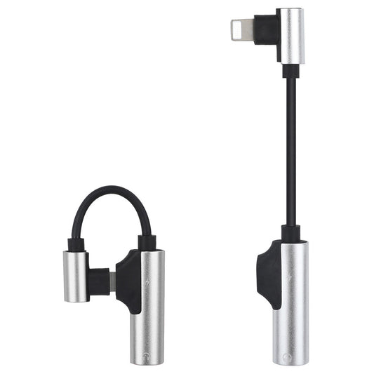 ENK-AT109 2 in 1 Dual Lightning Converter Lightning to Audio Jack and Charger Extender Earphone Charging Splitter - Silver
