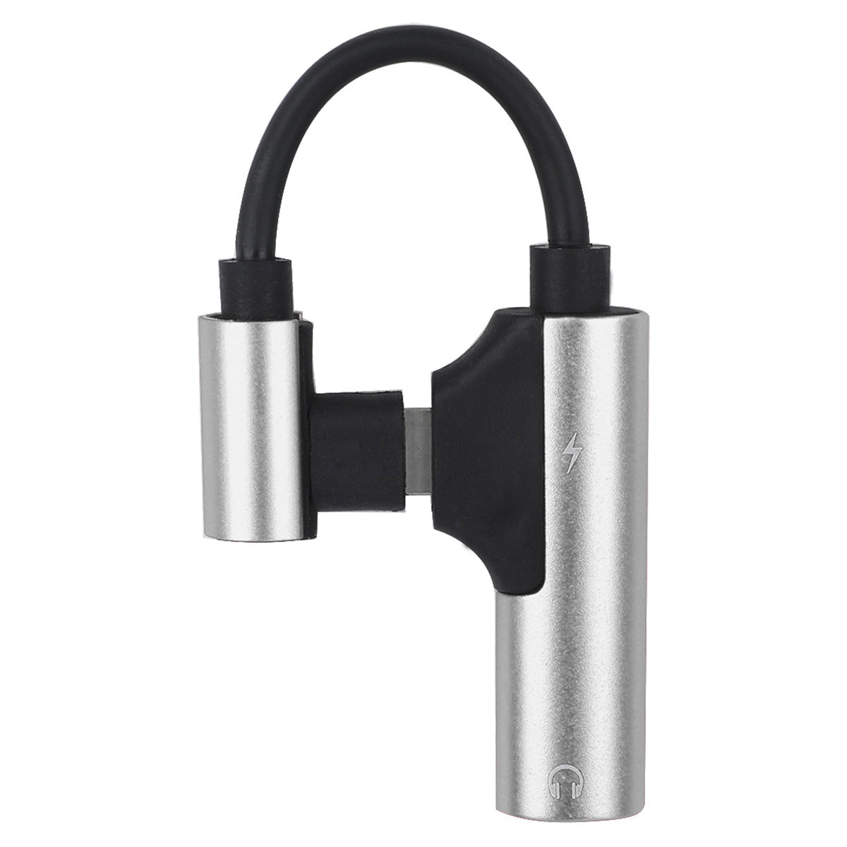 ENK-AT109 2 in 1 Dual Lightning Converter Lightning to Audio Jack and Charger Extender Earphone Charging Splitter - Silver