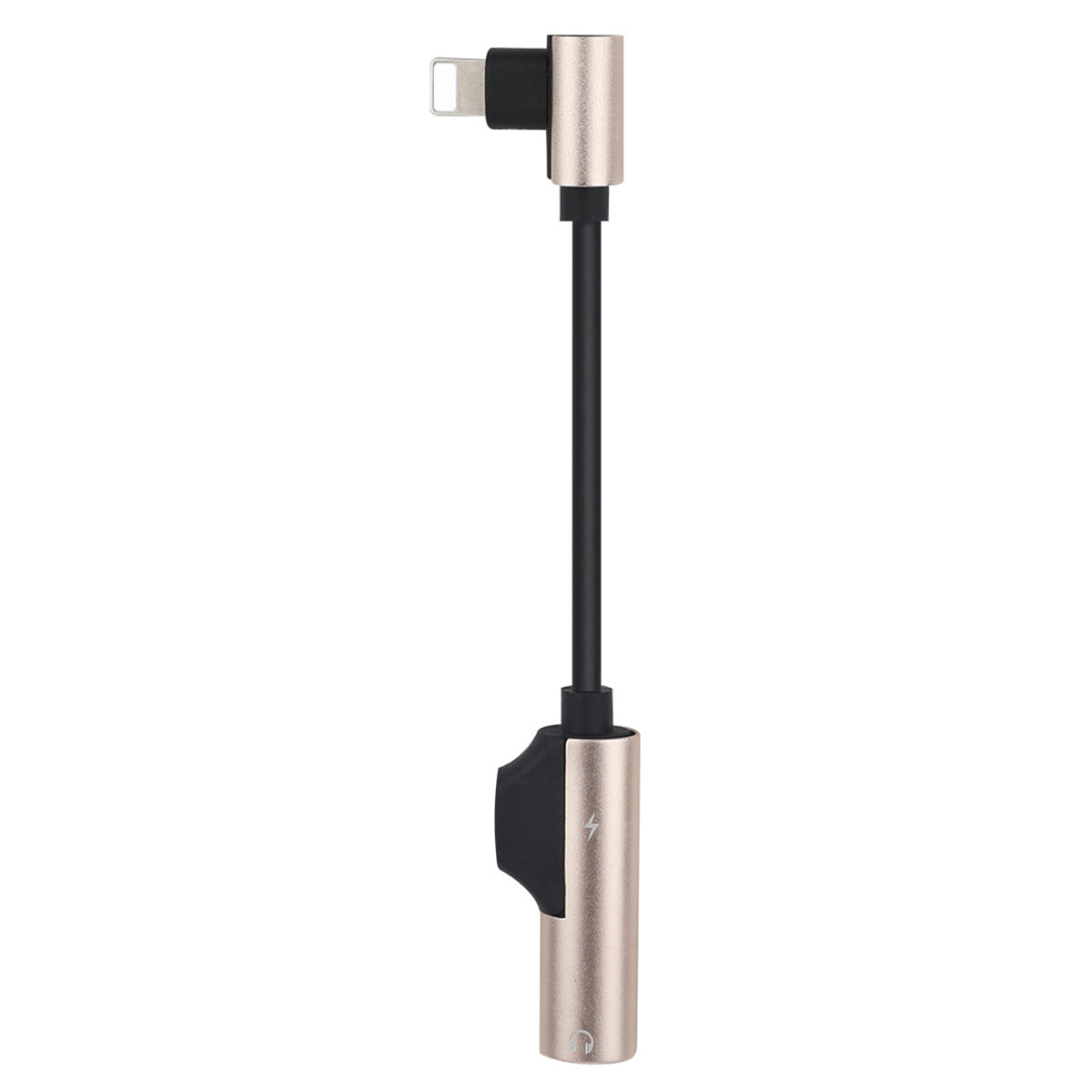 ENK-AT109 2 in 1 Dual Lightning Converter Lightning to Audio Jack and Charger Extender Earphone Charging Splitter - Gold