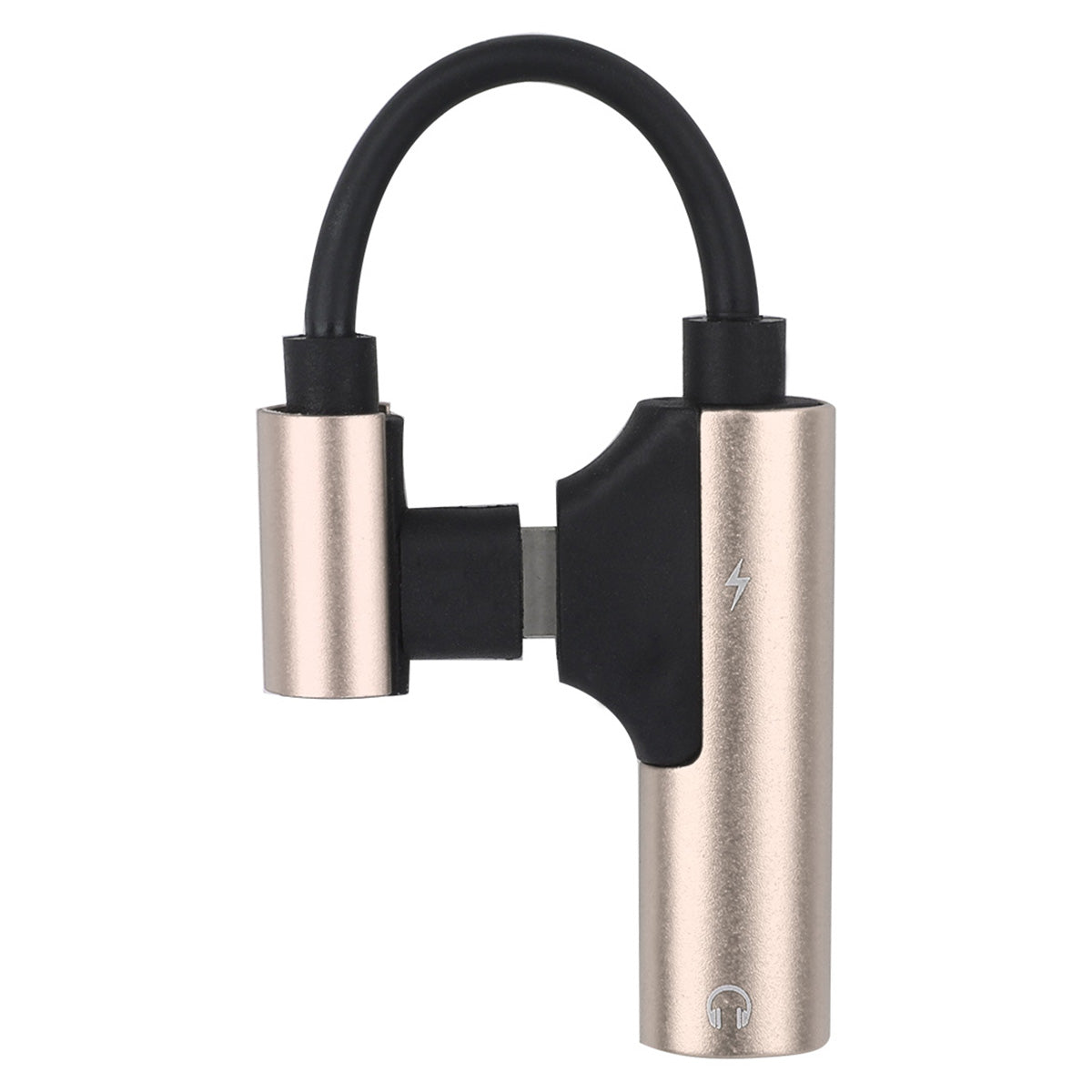ENK-AT109 2 in 1 Dual Lightning Converter Lightning to Audio Jack and Charger Extender Earphone Charging Splitter - Gold