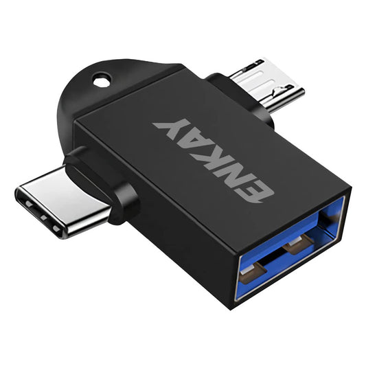 ENK-AT112 Type C+Micro USB 2 in 1 OTG Adapter High Speed USB 3.0 Converter for Computer Extension Header - Black