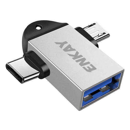 ENK-AT112 Type C+Micro USB 2 in 1 OTG Adapter High Speed USB 3.0 Converter for Computer Extension Header - Silver