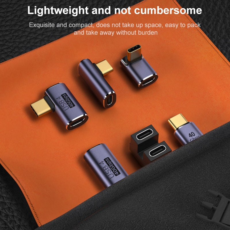 Elbow Type-C Male to Type-C Female USB4.0 40Gbps Data Transmission Converter Aluminum Alloy Charging Adapter