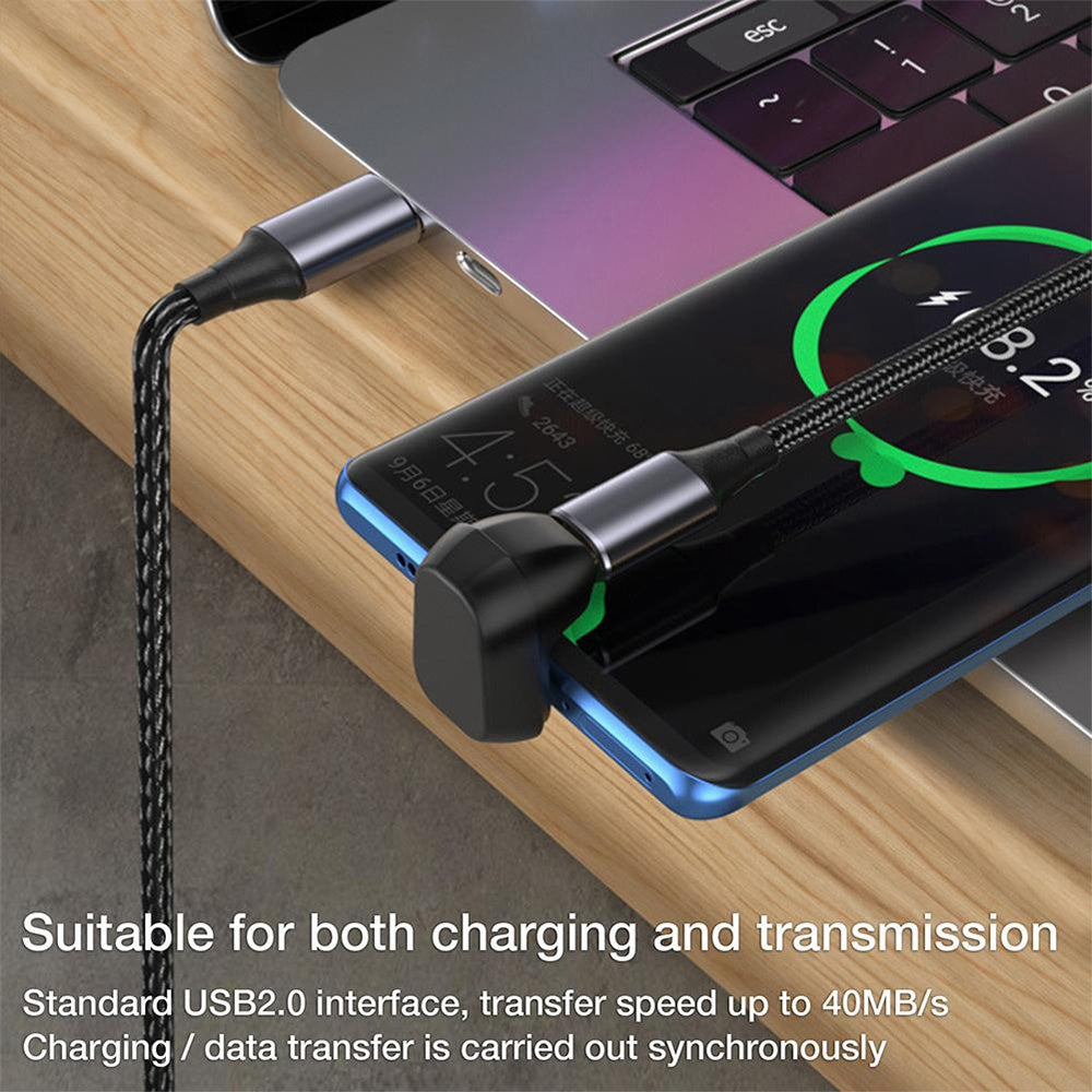 U-shape Elbow Type-C Male to Female Data Transfer Fast Charging Connector USB2.0 Adapter
