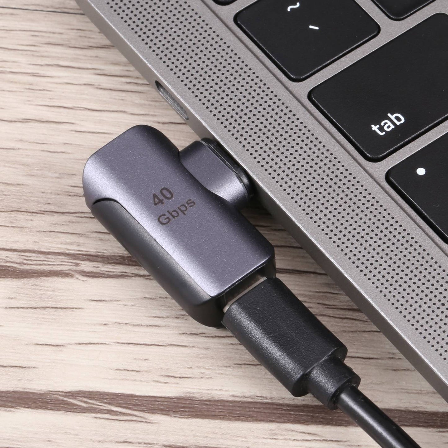 Elbow Type-C Male to Type-C Female Converter Aluminum Alloy 40Gbps Data Transfer Charging Adapter