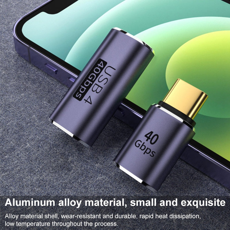 Type-C Male to Female 40Gbps Data Transfer Connector Aluminum Alloy USB4.0 Charging Adapter