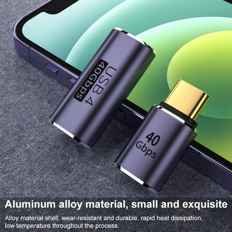 Type-C Female to Female Aluminum Alloy USB4.0 40Gbps Data Transmission Charging Adapter