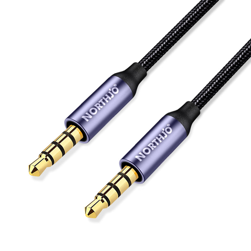 Uniqkart 1m Audio Cable 4 Pole 3.5mm Male to Male Stereo Aux Cord