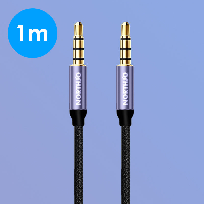 Uniqkart 1m Audio Cable 4 Pole 3.5mm Male to Male Stereo Aux Cord