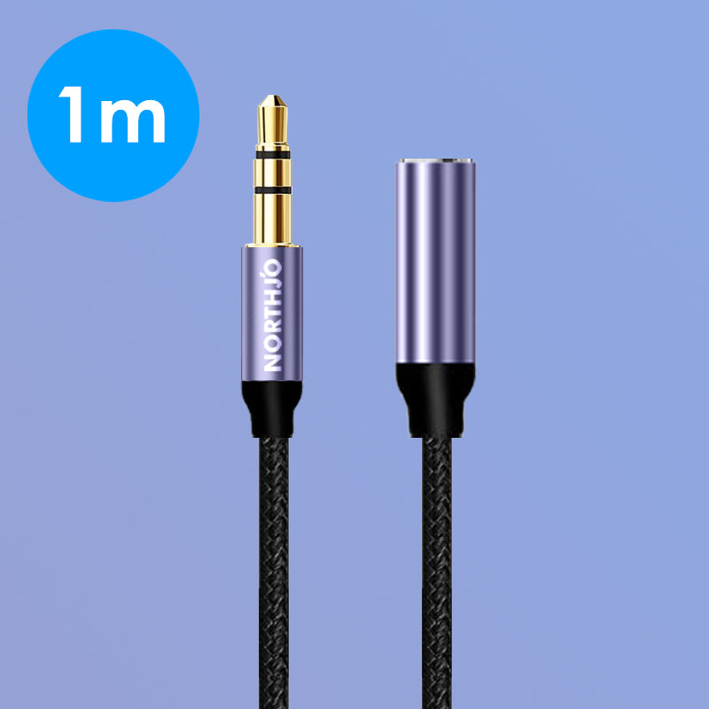 Uniqkart 1m Audio Cable 3 Pole 3.5mm Male to Female Stereo Aux Cord