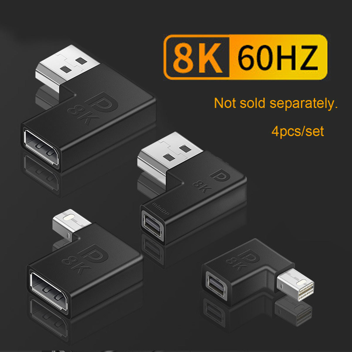DP-036 4CS 90 Degrees Left Angled Mini DisplayPort 1.4 8K 60HZ to DP Adapter Male Female Ultra-HD UHD for Video PC Laptop TV