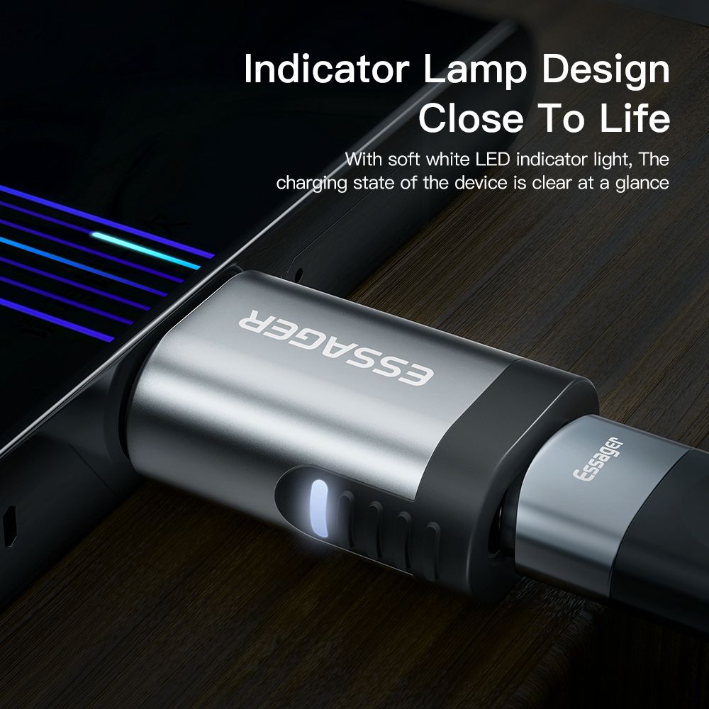 Essager Yunxiao Aluminum Alloy+TPE Type-C Magnetic Attraction Adapter Plug Connector