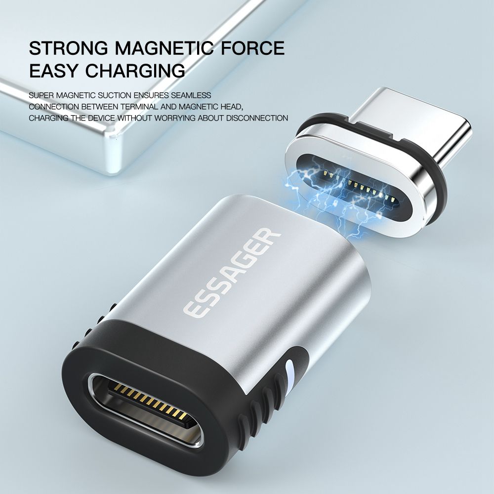 Essager Yunxiao Aluminum Alloy+TPE Type-C Magnetic Attraction Adapter Plug Connector