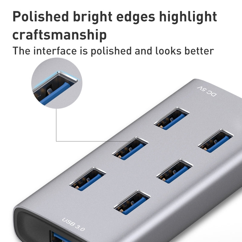 8108 USB 3.0 Hub 300MB / s High-speed Transfer 7-Port Splitter with 5V Power Supply Interface, Length: 80cm