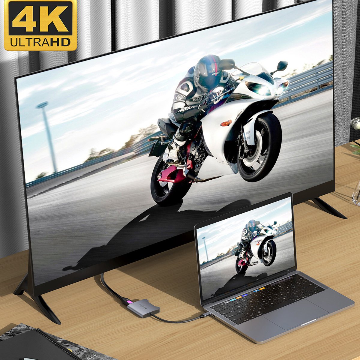 Uniqkart CF53H HDMI Splitter, USB Type-C to 2 HDMI Adapter for Mobile Phone / Tablet Support DP Alt Mode