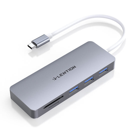 Uniqkart C15 USB-C Hub 3 USB-A 3.0 Ports Adapter SD / TF Card Reader Aluminum Alloy Converter - Grey
