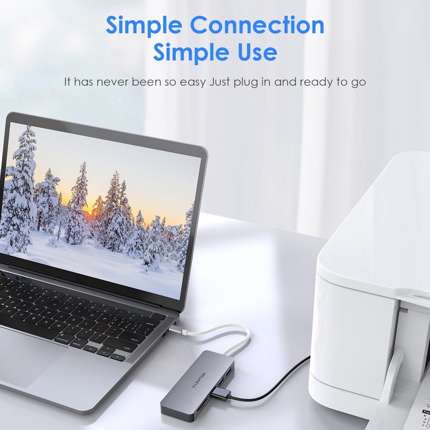 Uniqkart C15 USB-C Hub 3 USB-A 3.0 Ports Adapter SD / TF Card Reader Aluminum Alloy Converter - Grey