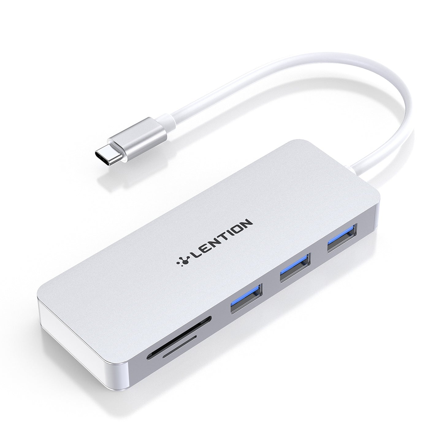 Uniqkart C15 USB-C Hub 3 USB-A 3.0 Ports Adapter SD / TF Card Reader Aluminum Alloy Converter - Silver