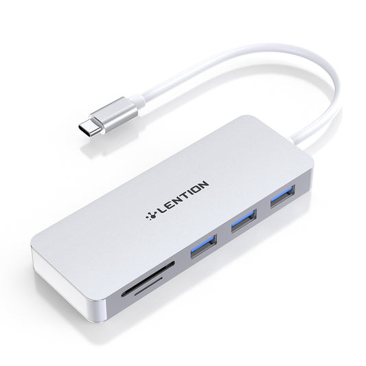 Uniqkart C15 USB-C Hub 3 USB-A 3.0 Ports Adapter SD / TF Card Reader Aluminum Alloy Converter - Silver