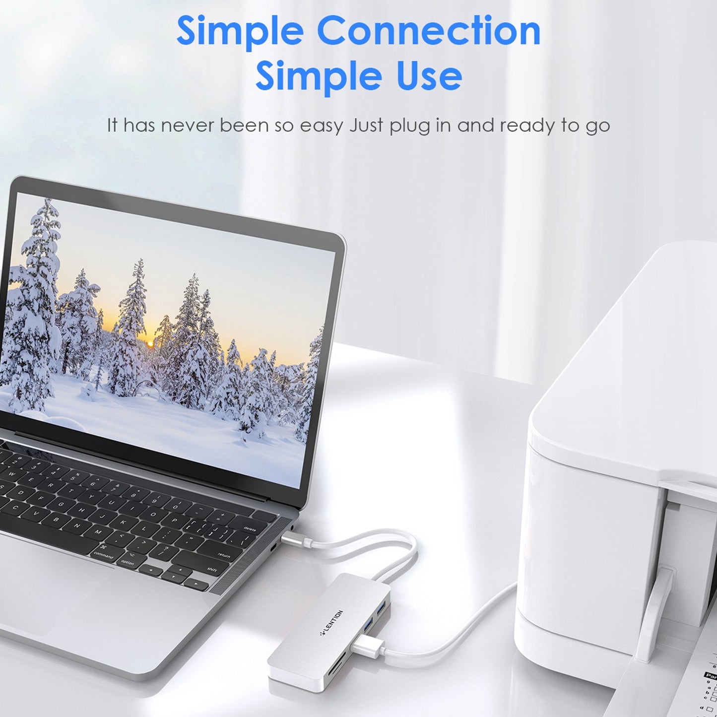 Uniqkart C15 USB-C Hub 3 USB-A 3.0 Ports Adapter SD / TF Card Reader Aluminum Alloy Converter - Silver