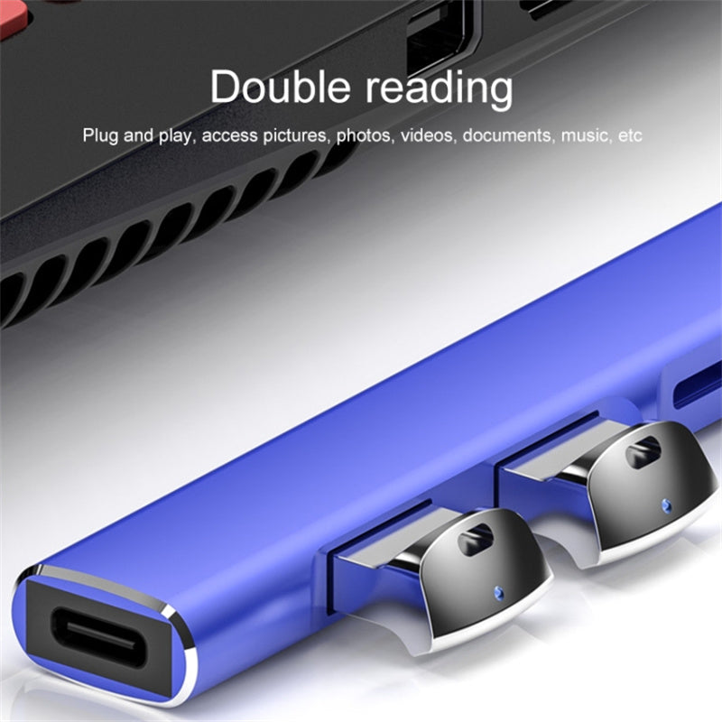 4 in 1 Hub 8 Pin / USB to Type-C / 2 USB / Lightning Multifunctional Docking Station - Blue