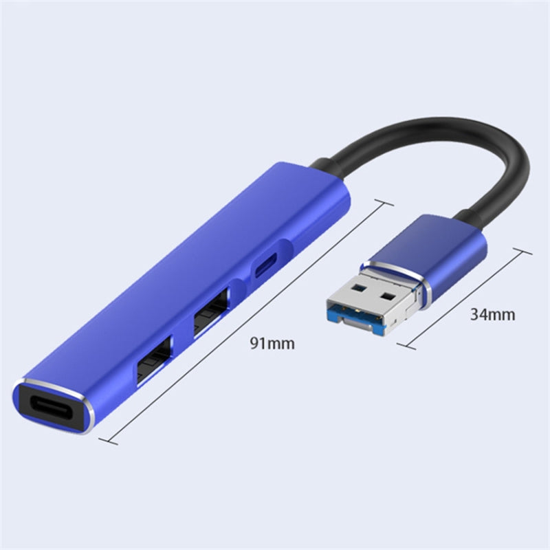 4 in 1 Hub 8 Pin / USB to Type-C / 2 USB / Lightning Multifunctional Docking Station - Red