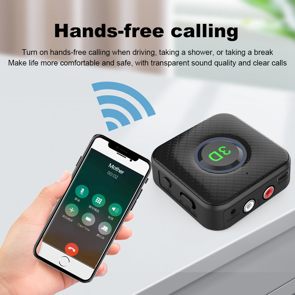 B8 2-in-1 Bluetooth 5.1 Receiver Transmitter RCA 3.5mm AUX Audio 3D Sound Adapter for Car TV Speaker