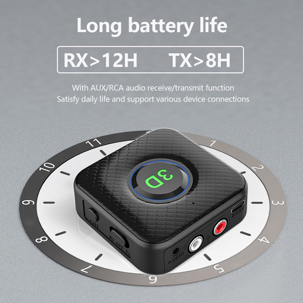 B8 2-in-1 Bluetooth 5.1 Receiver Transmitter RCA 3.5mm AUX Audio 3D Sound Adapter for Car TV Speaker
