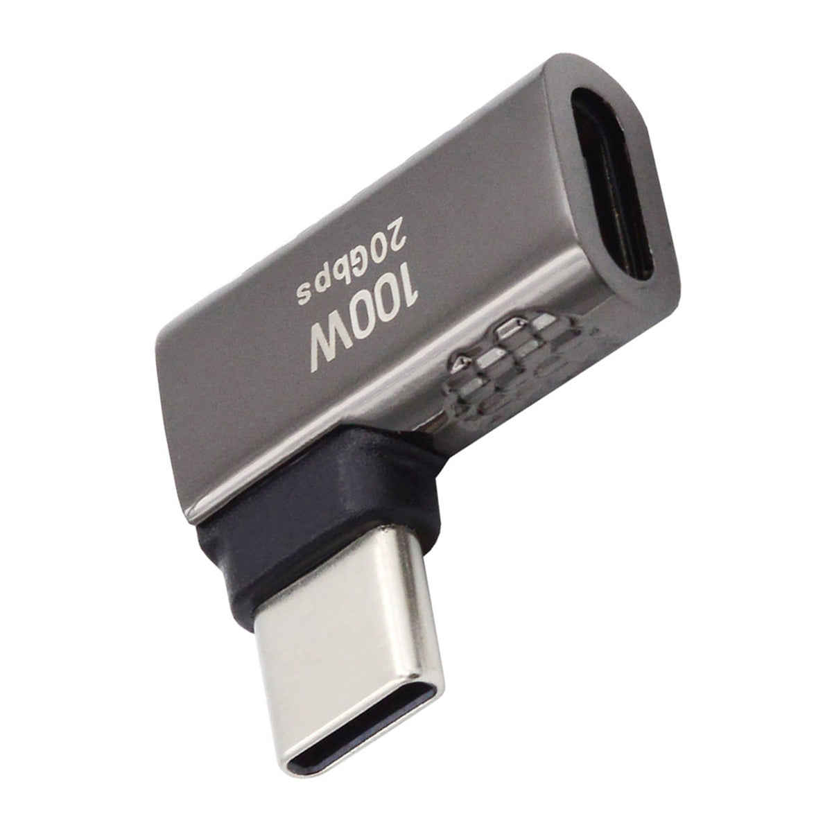 100W Type-C Male to Female Zinc Alloy Elbow Adapter 20Gbps Transmission Converter