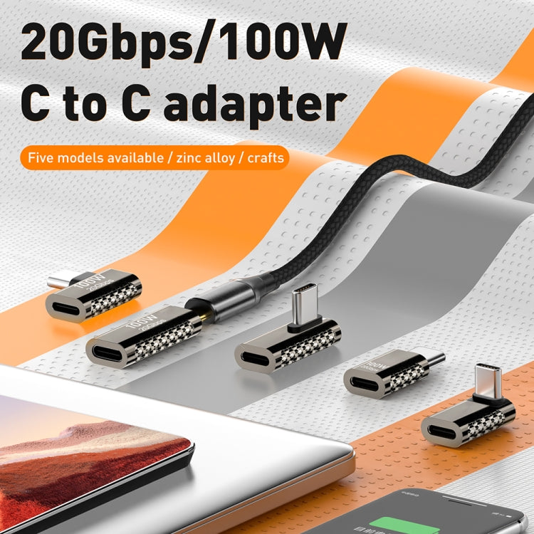 Type-C Male to Female Adapter 100W High Power Charging 20Gbps Zinc Alloy Straight Converter