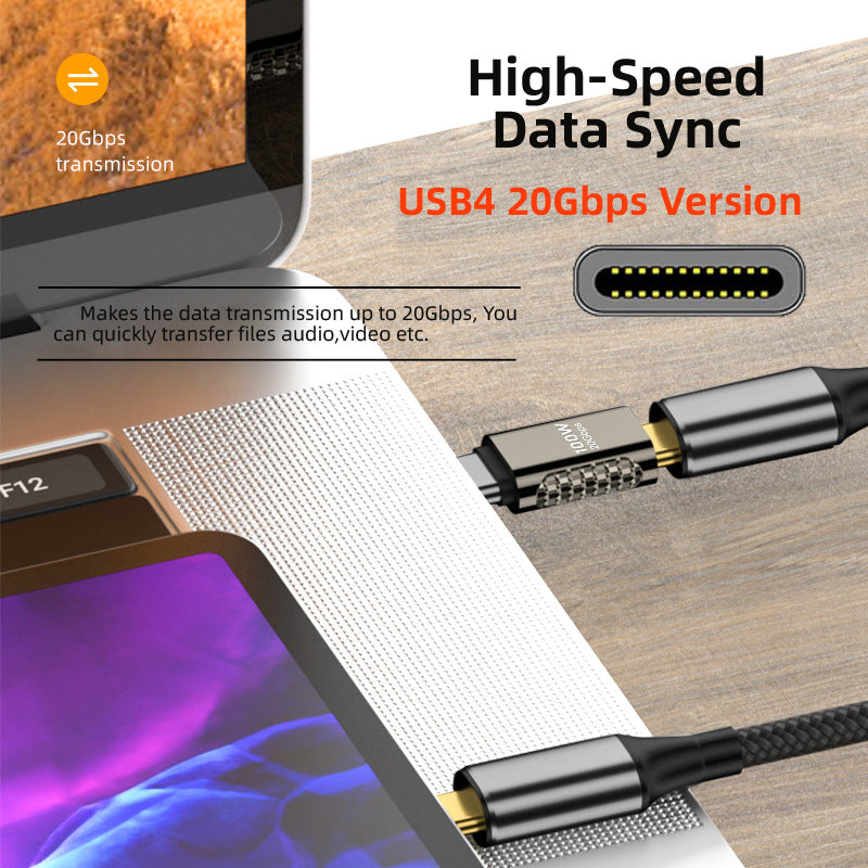 Type-C Male to Female Adapter 100W High Power Charging 20Gbps Zinc Alloy Straight Converter