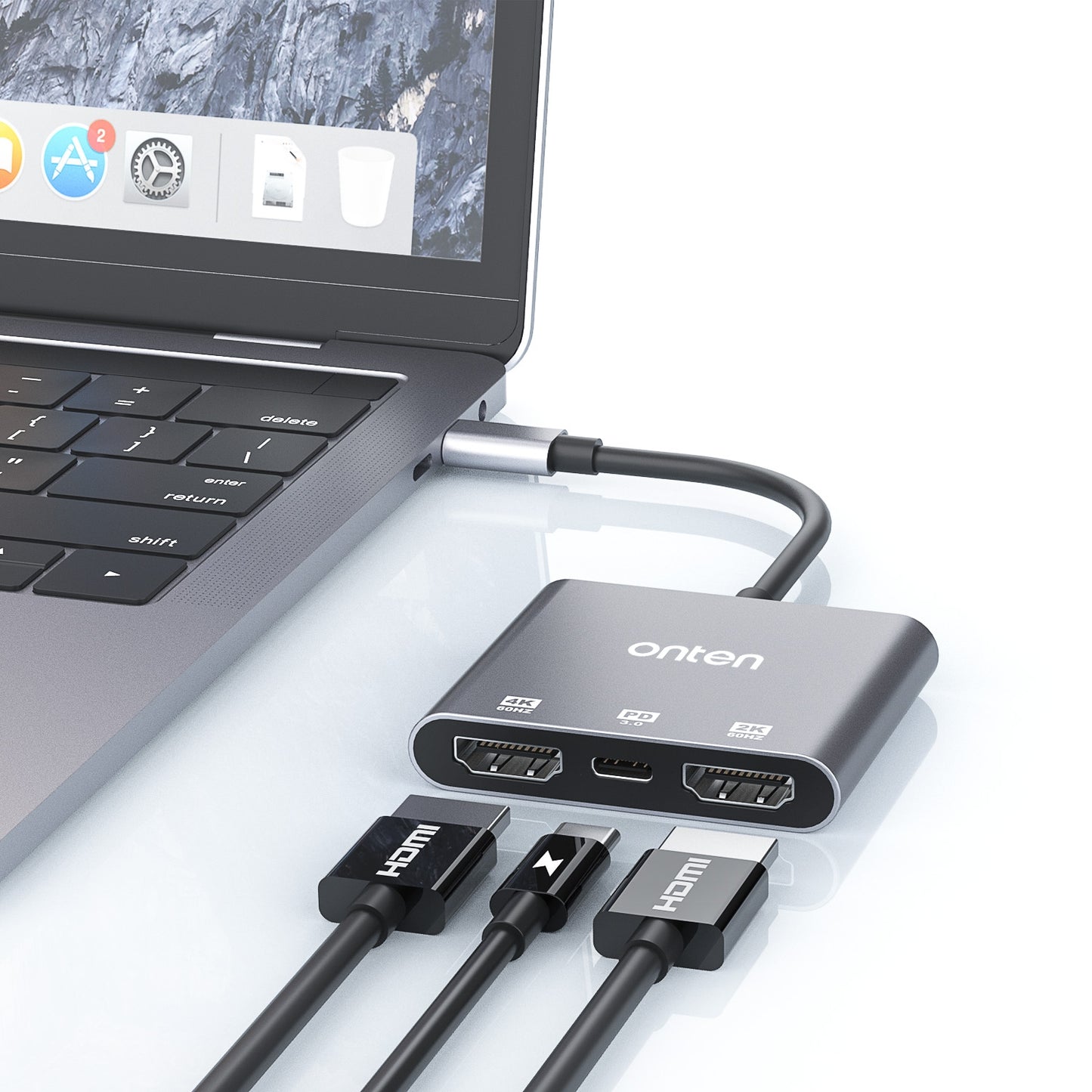Uniqkart 9175S USB Type-C to HDMIx2 with PD 3.0 Port Adapter 4K 60Hz Mini Converter