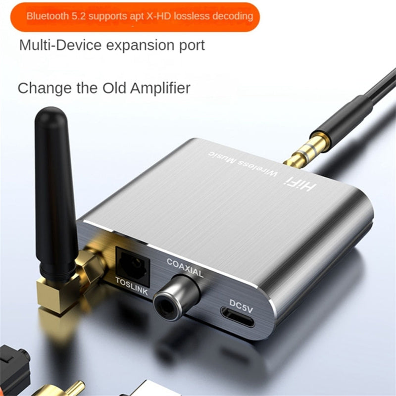 D300 3.5mm AUX Optical Fiber Coaxial Bluetooth 5.2 Music Receiver Aluminum Alloy HiFi Audio Adapter
