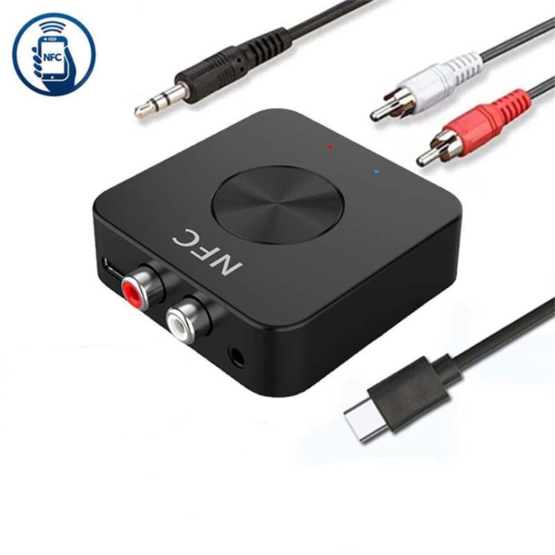 BT-21 NFC Bluetooth Receiver Transmitter 3.5mm AUX Jack RCA Wireless Adapter for Car Audio Speaker