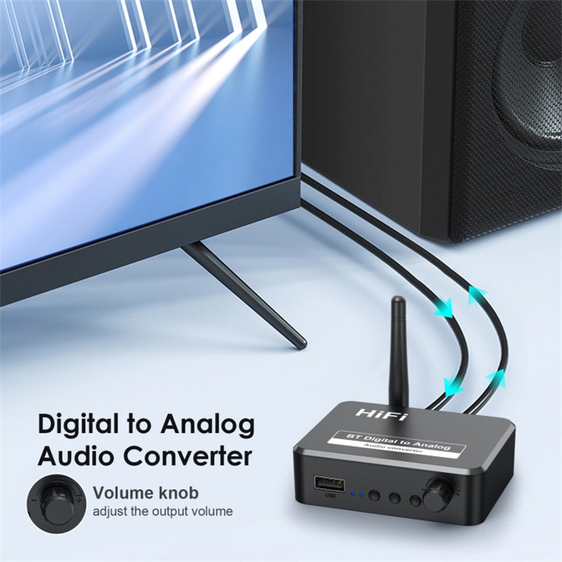 B35S Digital to Analog Audio Converter 3.5mm 3.5 AUX Jack RCA L / R Bluetooth 5.2 Receiver Wireless Audio Adapter