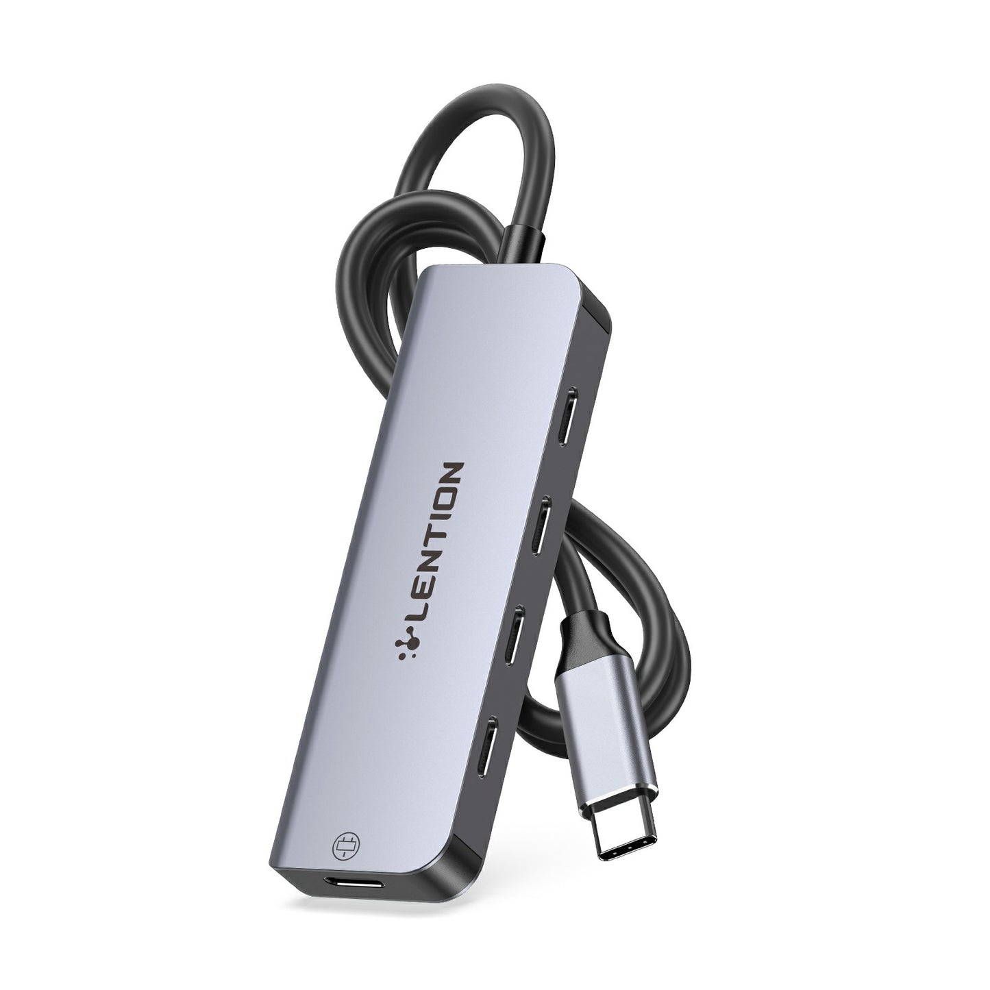 Uniqkart CE31-0.6M Cloud Ala Series 5-in-1 Mini USB-C Docking Station Type-C to 4 USB-C + 5V USB-C Hub Adapter - Grey