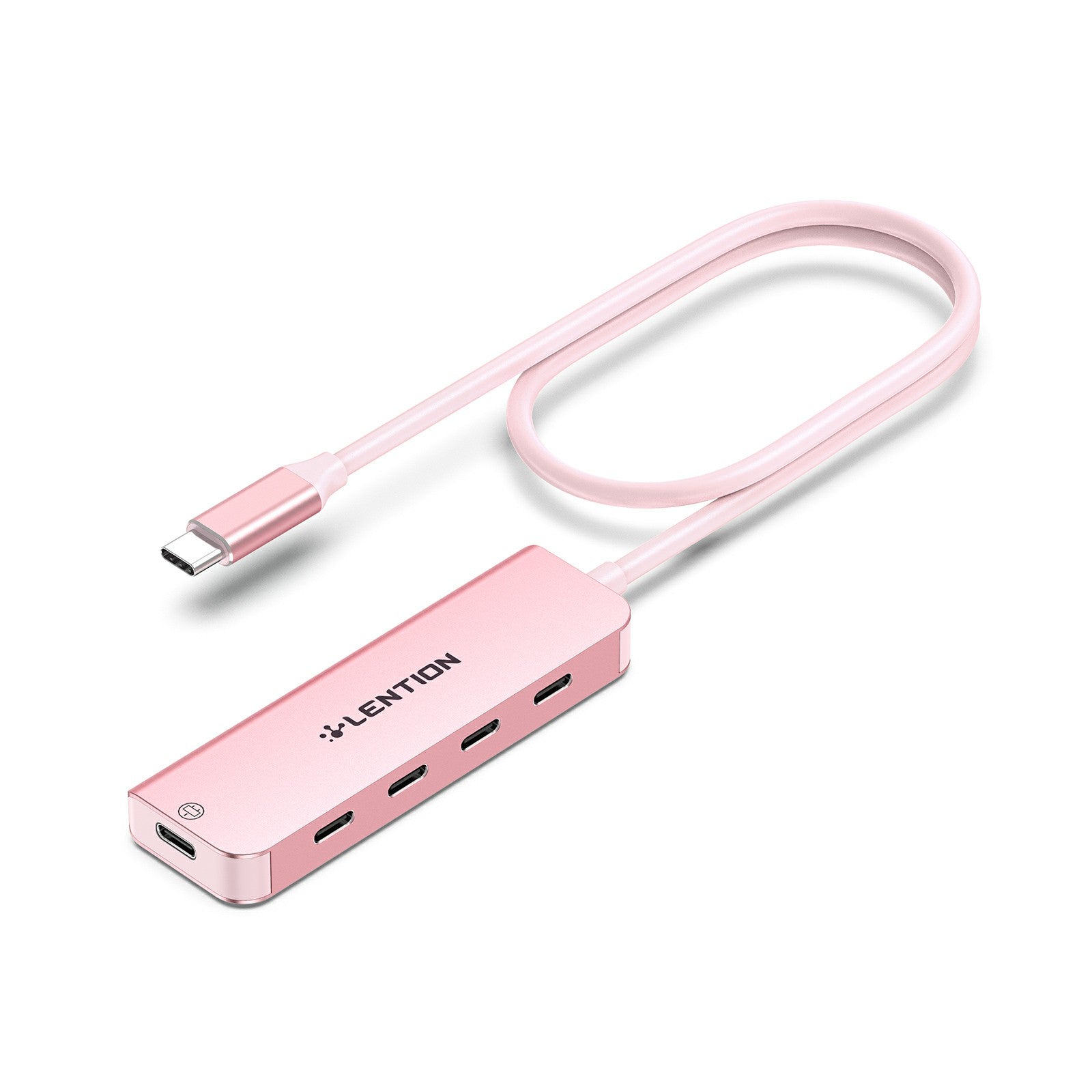 Uniqkart CE31-0.6M Cloud Ala Series 5-in-1 Mini USB-C Docking Station Type-C to 4 USB-C + 5V USB-C Hub Adapter - Rose Gold