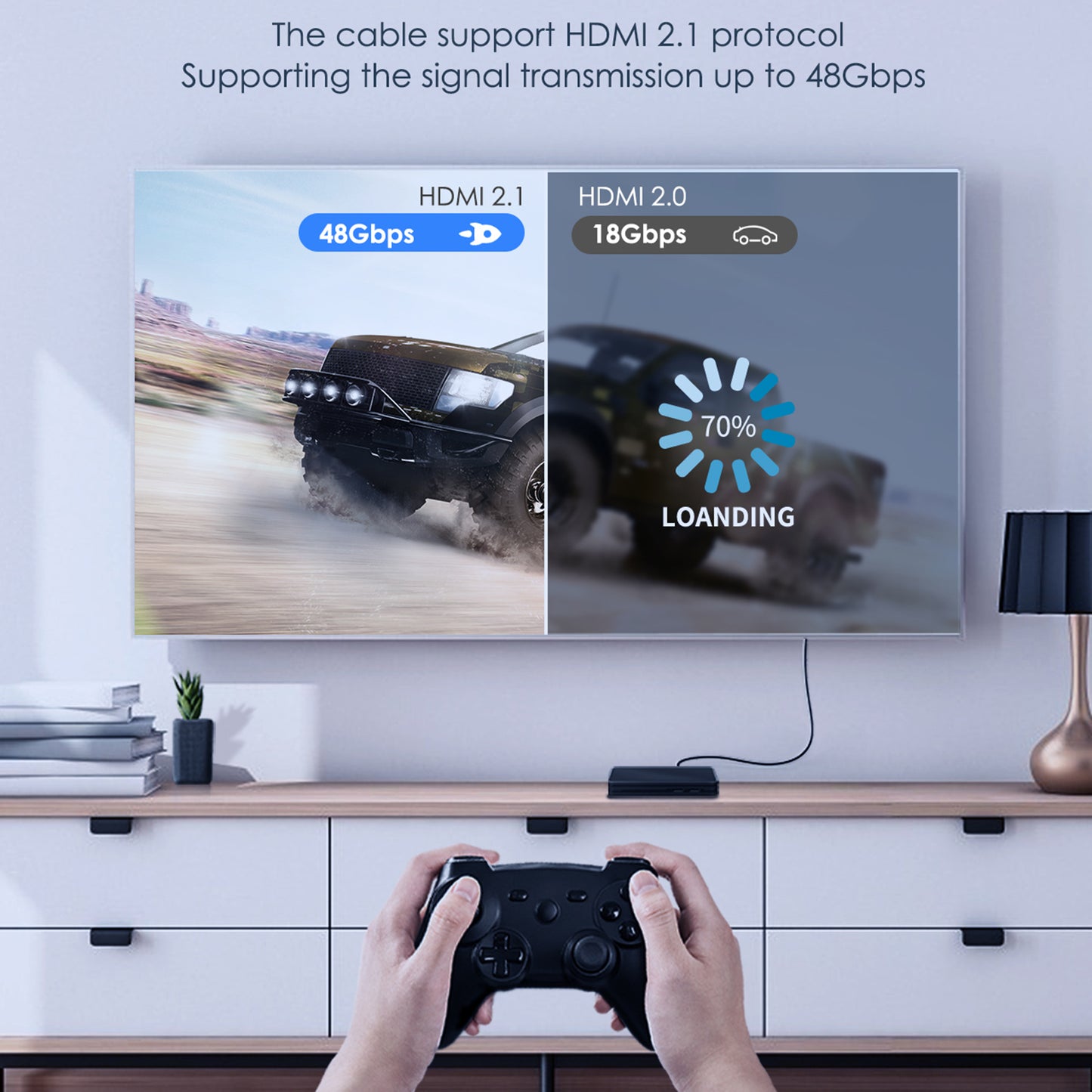 Uniqkart M1 1m 8K Video HDMI 2.1 Male to Male Connection Line 48Gbps High-Speed HDMI Extension Cable
