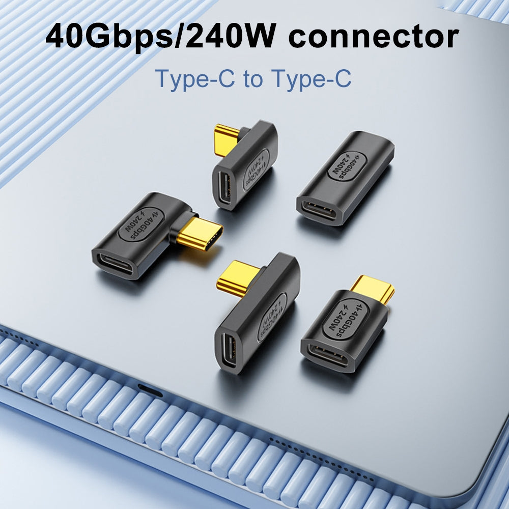 40Gbps USB-C Adapter Side Right Angled Type-C Male to Female Converter 240W Fast Charging Connection Plug for Laptop