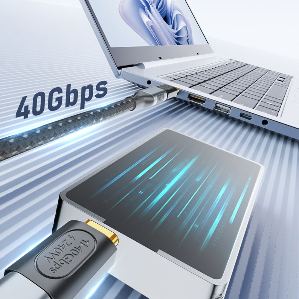 40Gbps USB-C Adapter Side Right Angled Type-C Male to Female Converter 240W Fast Charging Connection Plug for Laptop